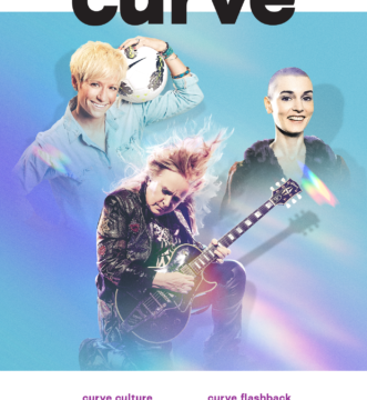 The cover of Curve's Volume 33 Issue 4 digital quarterly. Features headshots of Megan Rapinoe, Melissa Etheridge, and Sinéad O'Connor.